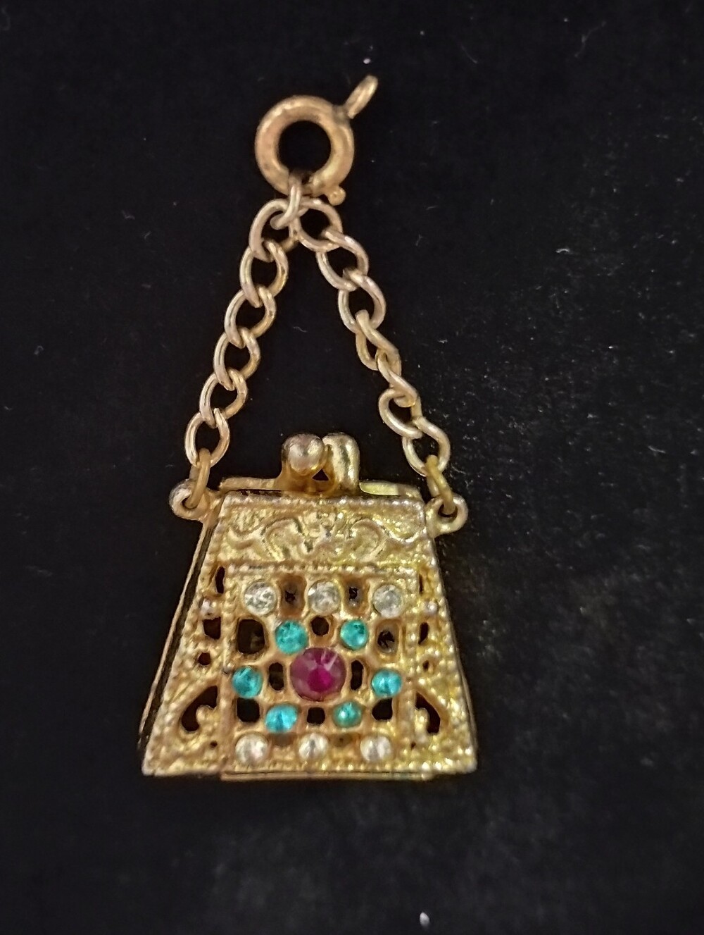 Gold-Tone Multi-Stone Drop Pendant Necklace Accent